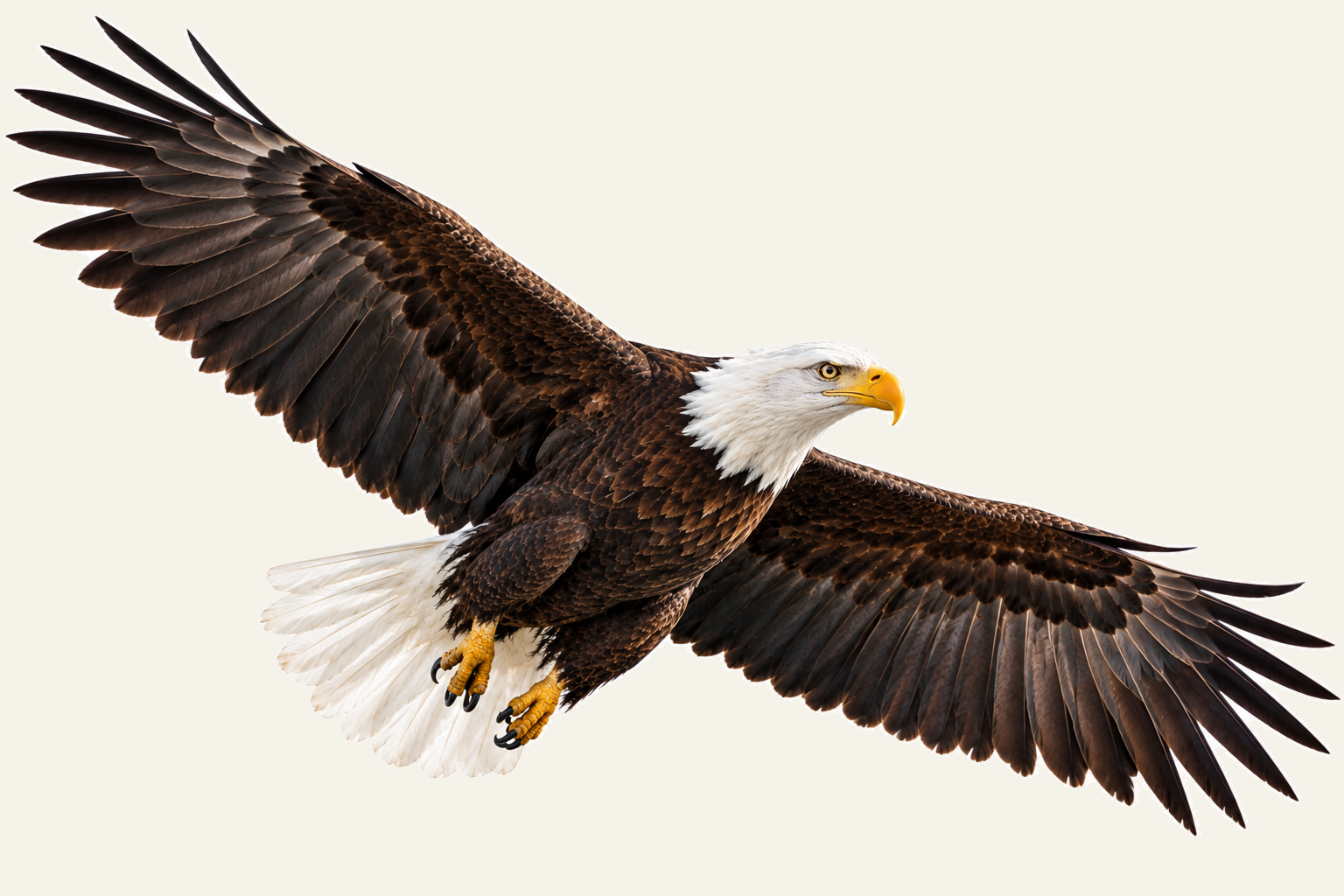 Bald eagle flying with both wings fully extended