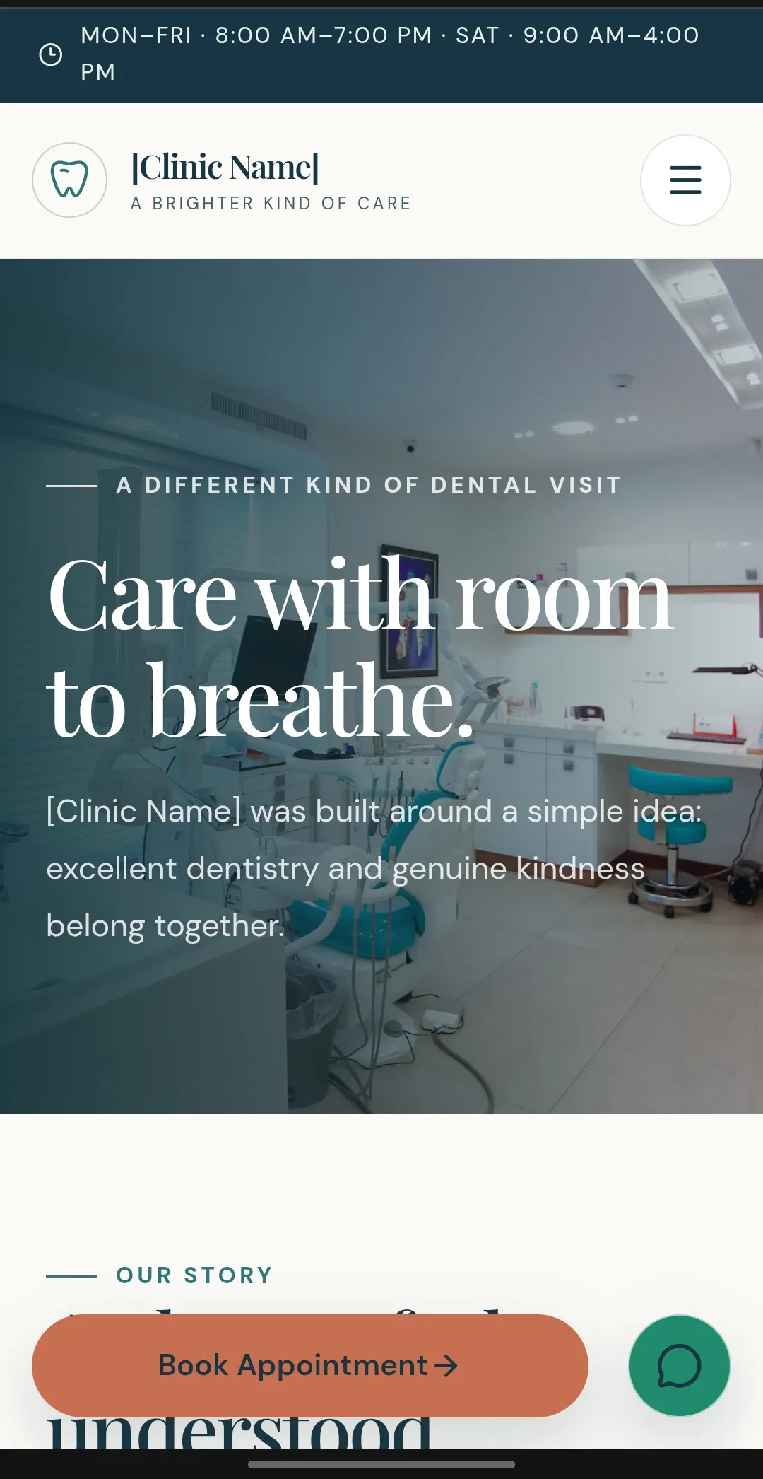 Clinic story hero describing a more comfortable dental visit.