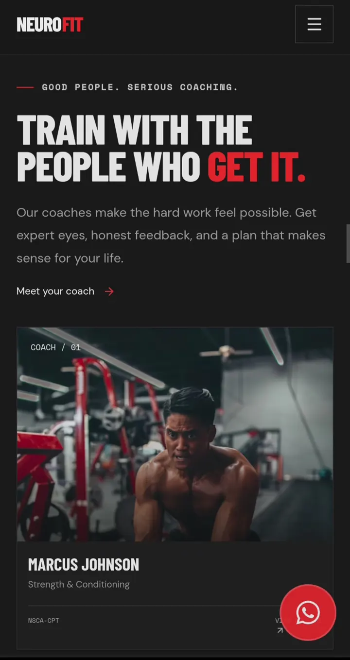 Personal training and coach profile.